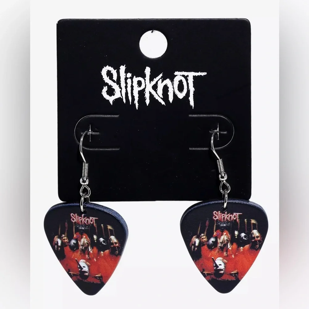Slipknot Group Photo Guitar‎ Pick Drop Earrings Hot Topic